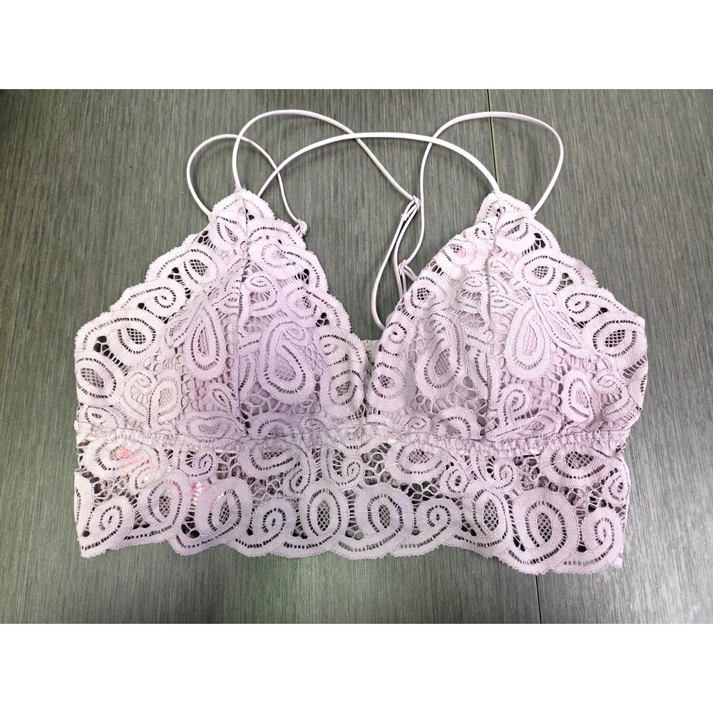 Victoria's Secret PINK Bralette Womens XL Lace Padded Strappy Mauve Lavender Bra